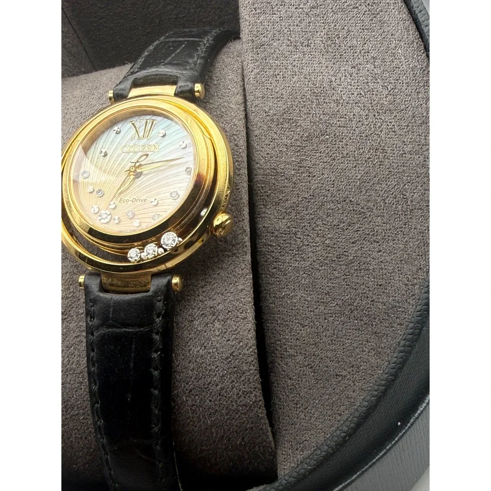 Citizen Sunrise Eco-Drive Diamond Gold Tone Watch EM0322-02Y Mother of Pearl